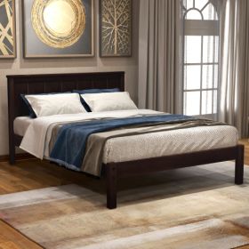 Platform Bed Frame With Headboard, Wood Slat Support, No Box Spring Needed,Twin, Espresso