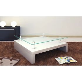 Coffee Table with Glass Top White