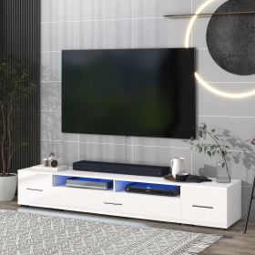 ON-TREND Extended, Minimalist Design TV stand with Color Changing LED Lights, Modern Universal Entertainment Center