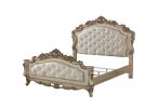 ACME Gorsedd Queen Bed in Fabric & Antique White 27440Q