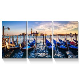 3 Panels Framed Wharf Canvas Wall Art Decor,3 Pieces Mordern Canvas Decoration Painting for Office,Dining room,Living room