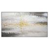 32 x 59 Hand Painted Abstract Painting, Framed, Black, White With Gold Foil