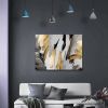 1pcs Framed Canvas Wall Art Decor Abstract Style Painting, Gold and Silver Color Painting Decoration For Office Living Room