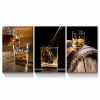 3 Panels Framed Canvas Whiskey Wall Art Decor,3 Pieces Mordern Canvas Painting Decoration Painting for Chrismas Gift, Office,Dining room,Living room