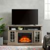 Classic TV Media Stand Modern Entertainment Console with 23" Fireplace Inset for TV Up to 65" with Open and Closed Storage Space, Gray Wash