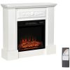 32" Electric Fireplace with Mantel, Freestanding Heater with LED Log Flame, Overheat Protection and Remote Control, 1400W, White