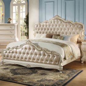 ACME Chantelle Queen Bed in Rose Gold PU & Pearl White 23540Q