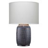 Table Lamp with Ribbed Ceramic Body and Fabric Shade, Gray