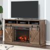 Bridgevine Home Farmhouse 66 inch Electric Fireplace TV Stand for TVs up to 80 inches, Minimal Assembly, Barnwood Finish