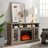 Classic TV Media Stand Modern Entertainment Console with 23" Fireplace Inset for TV Up to 65" with Open and Closed Storage Space, Gray Wash