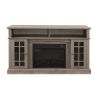 Classic TV Media Stand Modern Entertainment Console with 23" Fireplace Inset for TV Up to 65" with Open and Closed Storage Space, Gray Wash