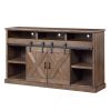 Bridgevine Home Farmhouse 66 inch Electric Fireplace TV Stand for TVs up to 80 inches, Minimal Assembly, Barnwood Finish