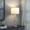 29.5" In Emil Moderne Geometric Light Amber Textured Glass Brushed Gold Table Lamp