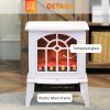 HOMCOM Electric Fireplace Stove, 18" Freestanding Fireplace Heater with Realistic Flame, Overheating Protection, Portable, 750W/1500W, White