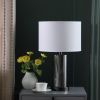 21.25" In Cynx Led Night Light Mid-Century Glass Black Chrome Table Lamp