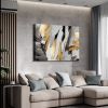 1pcs Framed Canvas Wall Art Decor Abstract Style Painting, Gold and Silver Color Painting Decoration For Office Living Room