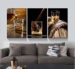 3 Panels Framed Canvas Whiskey Wall Art Decor,3 Pieces Mordern Canvas Painting Decoration Painting for Chrismas Gift, Office,Dining room,Living room