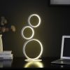 17" In 3-Ring Shaped Odu White Led Minimalist Metal Table Lamp