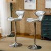 Masaccio Upholstery Airlift Adjustable Swivel Barstool with Chrome Base, Set of 2, Silver