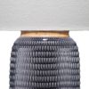 Table Lamp with Ribbed Ceramic Body and Fabric Shade, Gray