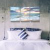 3 panels Framed Canvas Wall Art Decor,3 Pieces Sea Wave Painting Decoration Painting for Chrismas Gift, Office,Dining room,Living room, Bathroom