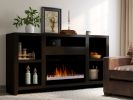 Bridgevine Home Urban Loft 62 inch Electric Fireplace TV Console for TVs up to 70 inches, Minimal Assembly, Mocha Finish