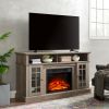 Classic TV Media Stand Modern Entertainment Console with 23" Fireplace Inset for TV Up to 65" with Open and Closed Storage Space, Gray Wash