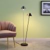 47.5" In Led Double G-9 Matte Powder Black/Silver Redman Brushed Nickel Floor Lamp