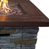 Gas Fire Pit with Lava Rocks and Control Panel, Brown