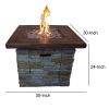 Gas Fire Pit with Lava Rocks and Control Panel, Brown