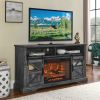 60 Inch Electric Fireplace Entertainment Center With Door Sensor-Dark Rustic Oak