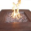 Gas Fire Pit with Lava Rocks and Control Panel, Brown