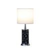 24" Jon Chrome Bohemian Black Glass Mosaic Modern Pillar Table Lamp