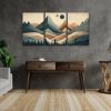 3 Panels Framed Abstract Wood Grain Style Mountain & Forest Canvas Wall Art Decor,3 Pieces Canvas Decoration Painting for Office,Dining room