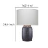 Table Lamp with Ribbed Ceramic Body and Fabric Shade, Gray