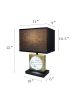 22"H GOLD SQUARE W/ BLACK SHADE CRYSTAL CENTERPIECE WITH NIGHT LIGHT, USB Port + Power Outlet