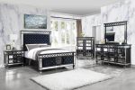 ACME Varian II Queen Bed in Black Velvet & Sliver FINISH BD00584Q