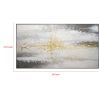 32 x 59 Hand Painted Abstract Painting, Framed, Black, White With Gold Foil