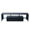 Black morden TV Stand with LED Lights; high glossy front TV Cabinet; can be assembled in Lounge Room; Living Room or Bedroom; color:black