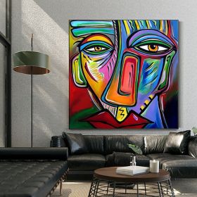 Colorful Portrait Oil Paintings Abstract Women Face Canvas Painting Wall Art Handpainted Graffiti Street Art For Home Decor (size: 150x150cm)