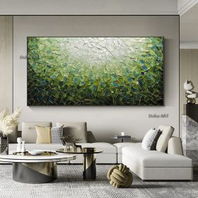 Handmade Large Abstract Oil Painting on Canvas;  Original Textured Boho Wall Art Green Fancy Acrylic Painting Modern Living Room Home Decor (size: 40x80cm)