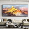 Gold Mountain Oil Painting on Canvas Original Blue Sky Painting Gold Wall Art Abstract Landscape Decor Wall Art Home Decor