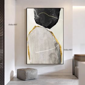 Hand-painted oil painting stone to run the porch hanging painting abstract texture light luxury living room background wall decoration painting (size: 90x120cm)