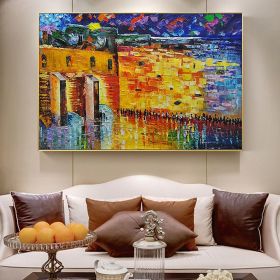 Handmade Wailing Wall Jerusalem Landscape Oil Paintings On Canvas Wall Art Decoration Modern Abstract Picture Home   Living Room hallway bedroom luxur (size: 150x220cm)