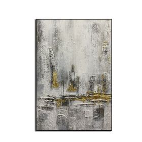 Top Selling Handmade Abstract Oil Painting  Wall Art Modern Minimalist City Building Picture Canvas Home Decor For Bedroom No Frame (size: 90x120cm)