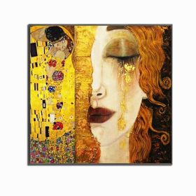 Canvas Paintings Golden Tears And Kiss Wall Art Oil Painting Pictures Famous Classical Art For Living Room Home Decoration No Frame (size: 120x120cm)