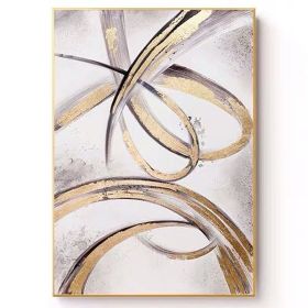 100% Hand Painted Abstract Oil Painting Wall Art Modern Gold Foil Abstract Picture On Canvas Home Decoration For Living Room No Frame (size: 100x150cm)