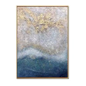 Hand Painted Abstract Oil Painting Wall Art Modern Blue Picture Minimalist On Canvas Home Decoration For Living Room No Frame (size: 90x120cm)