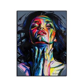 Ha's Art 100% Handmade Large Home Decor Francoise Nielly Face Oil Painting Wall Art Fashion Picture Portrait Palette Knife Canvas Acrylic Texture Colo (size: 100x150cm)