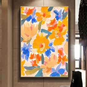 Handmade Oil Painting Canvas Wall Art Decor Original Orange Flower Painting Abstract Floral Painting Living Room Hallway Bedroom Luxurious Decorative (style: 01, size: 60x90cm)